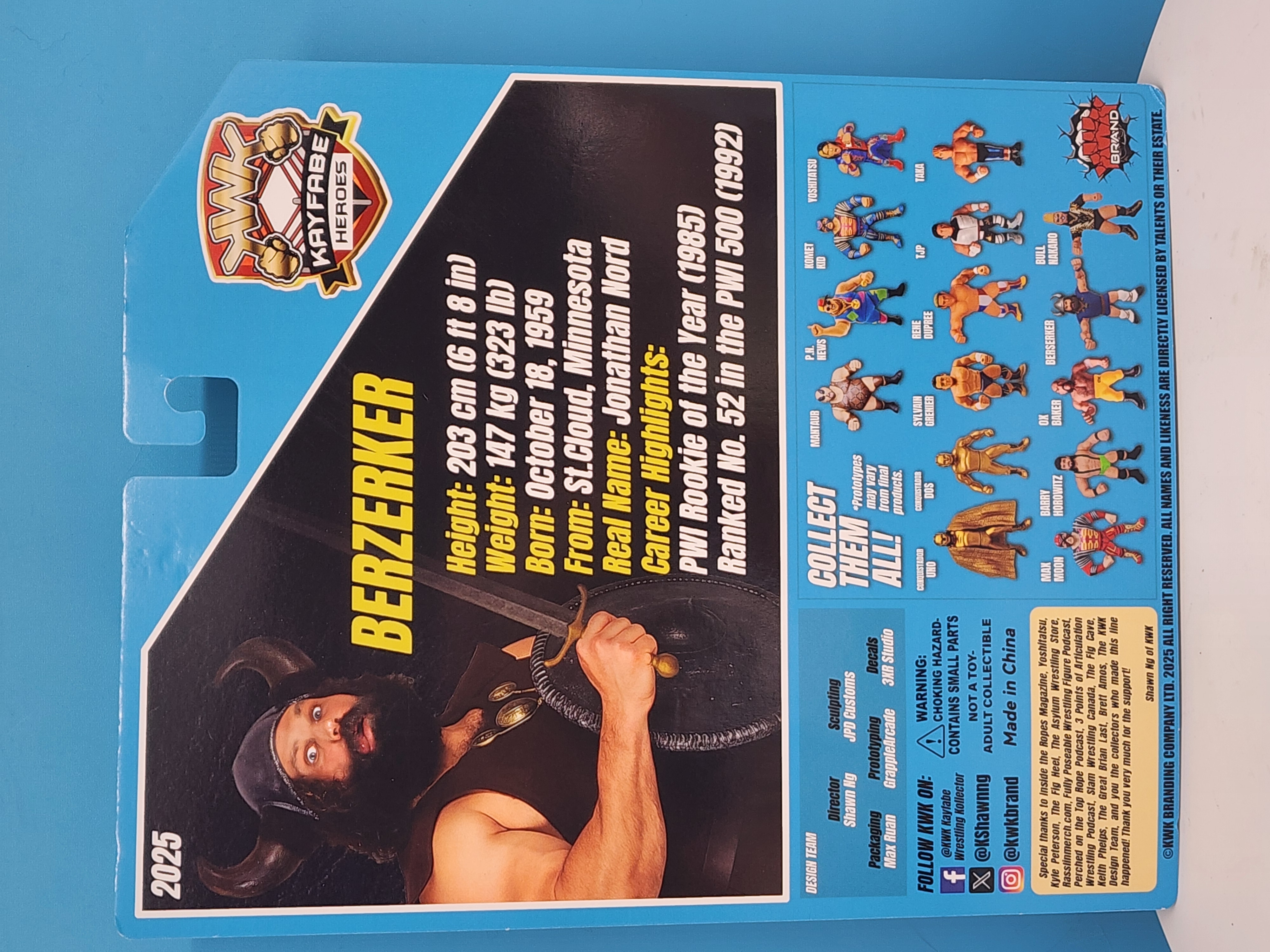 UK STOCK! KWK Kayfabe Heroes Berzerker Retro Figures (Blue Card Variant)