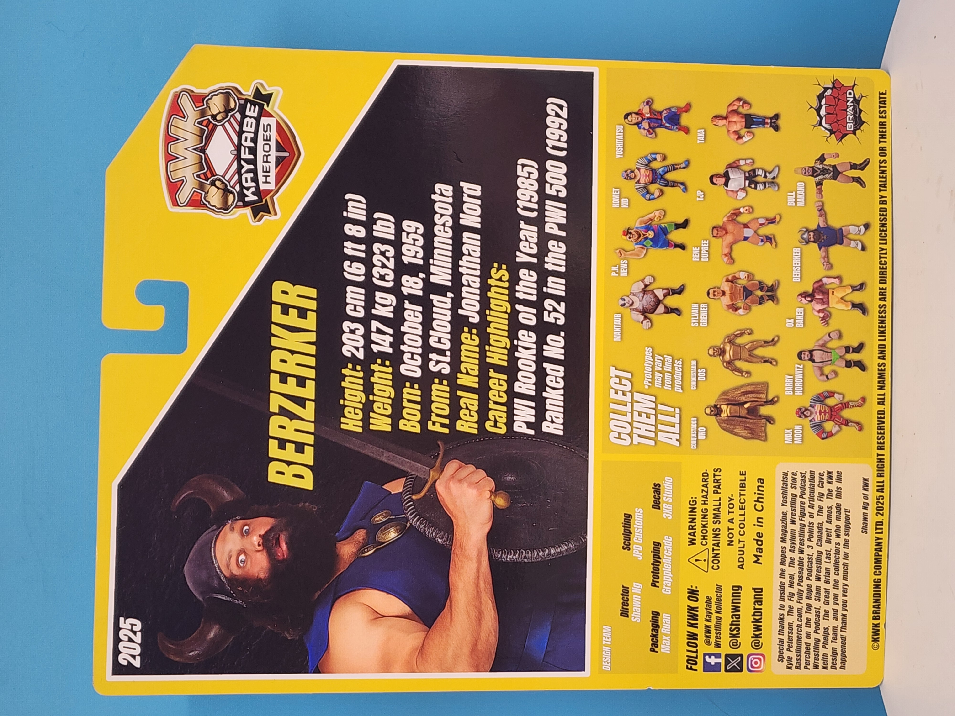UK STOCK! KWK Kayfabe Heroes Berzerker Retro Figures (Yellow Card Variant)
