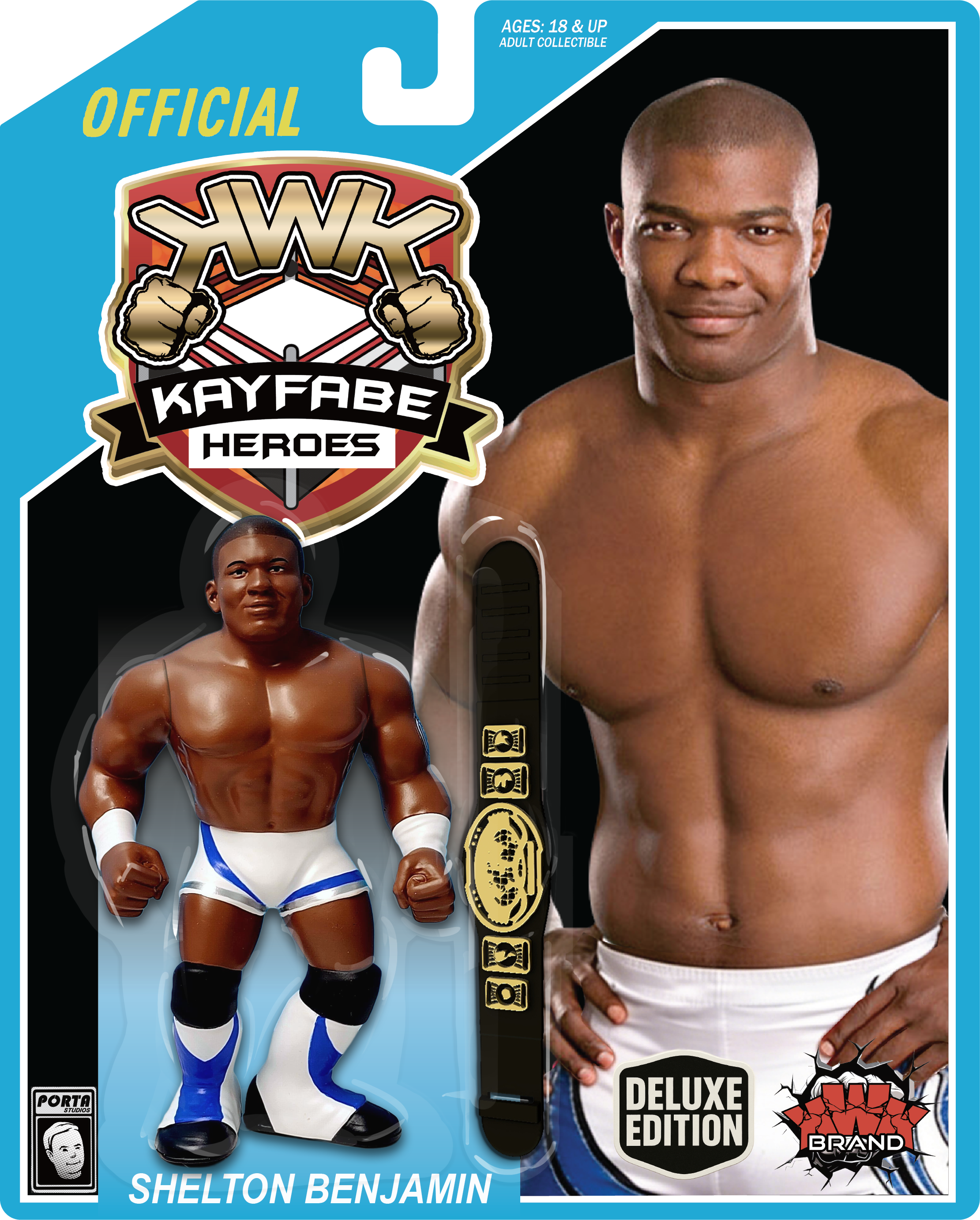 KWK Kayfabe Heroes Shelton Benjamin Retro Figures (BLUE CARD VARIANT)