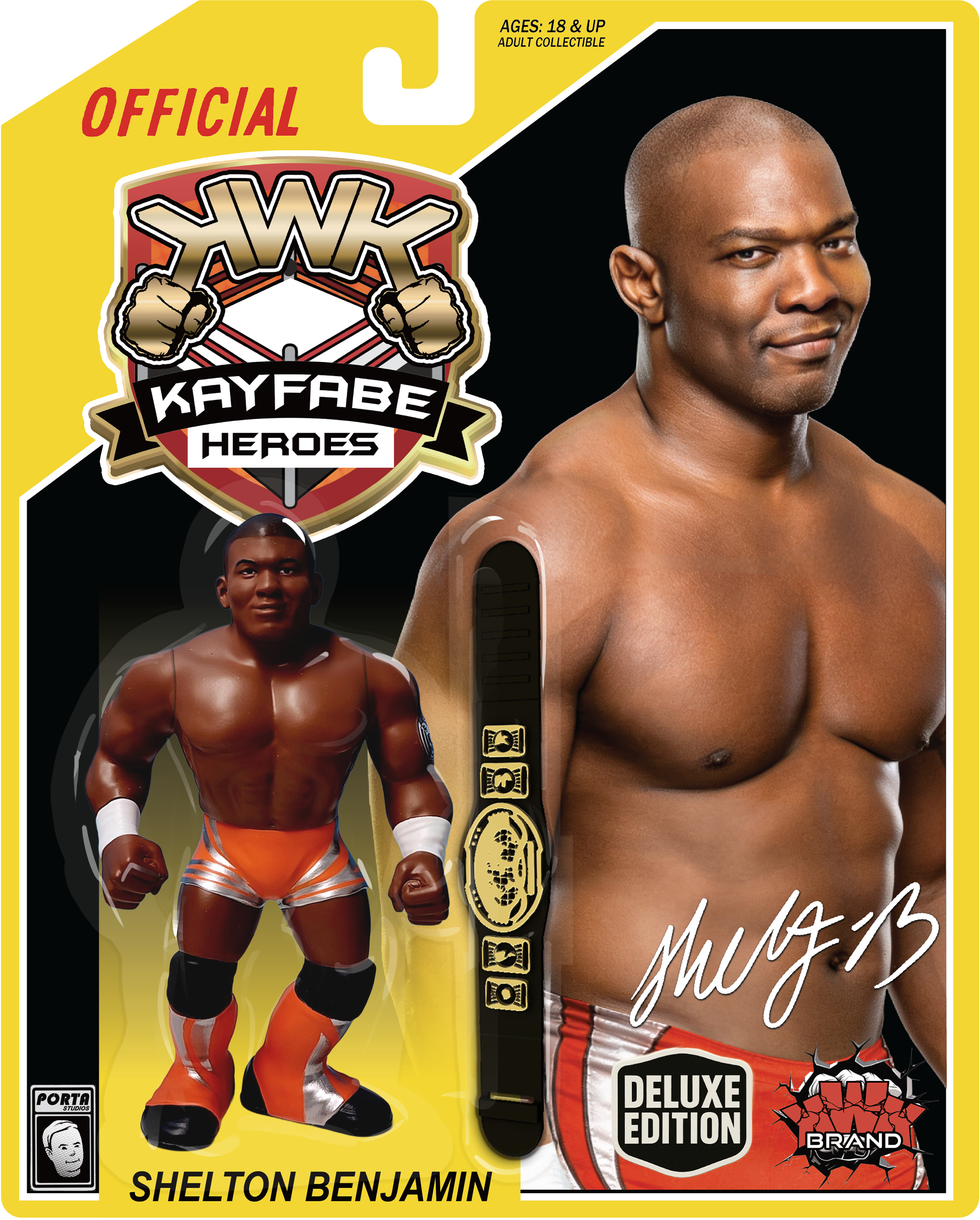 [Copy]KWK Kayfabe Heroes Shelton Benjamin Retro Figures (YELLOW CARD VARIANT)
