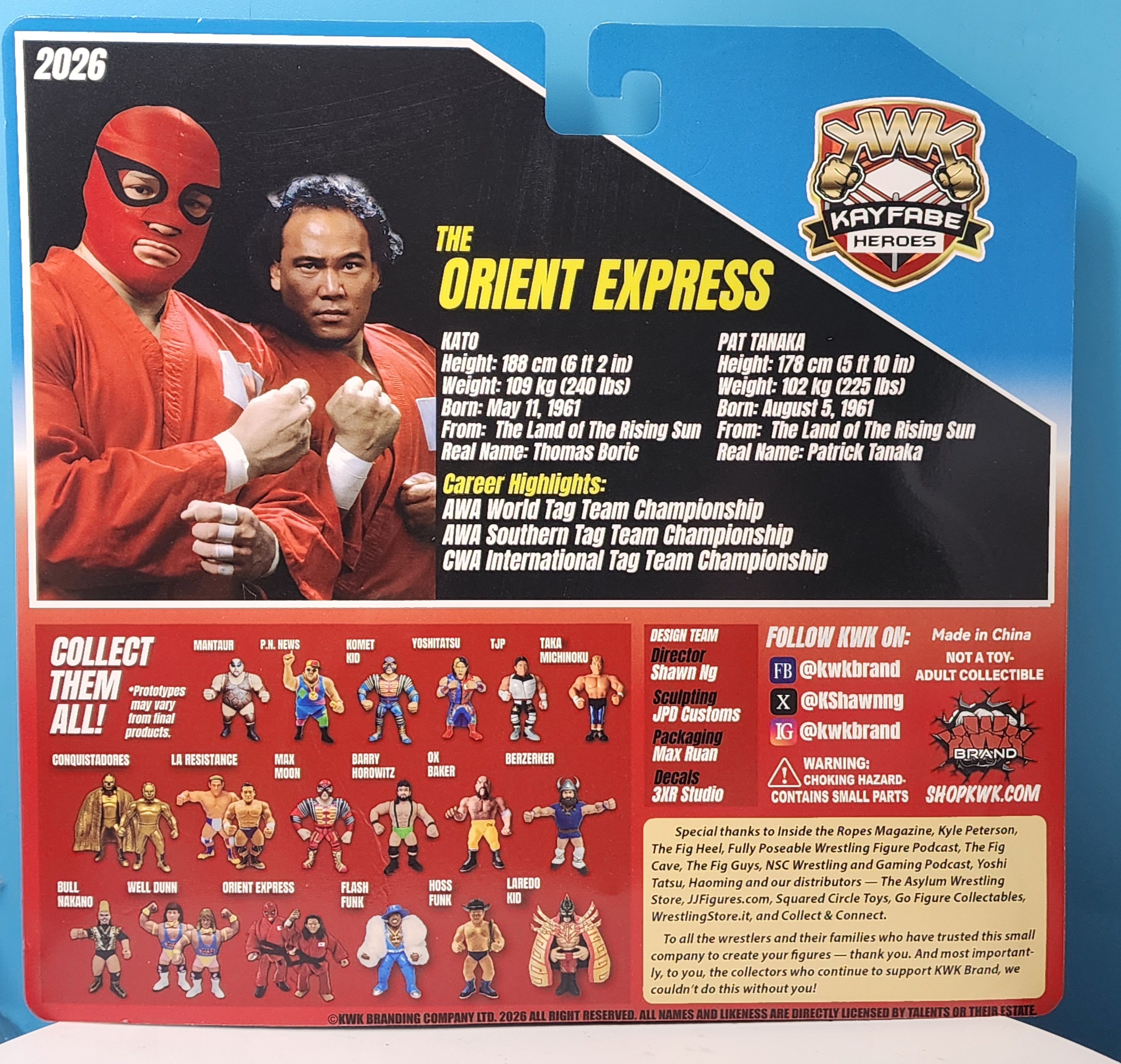 UK STOCK! KWK Kayfabe Heroes Orient Express Retro Figures (BLUE CARD VARIANT)