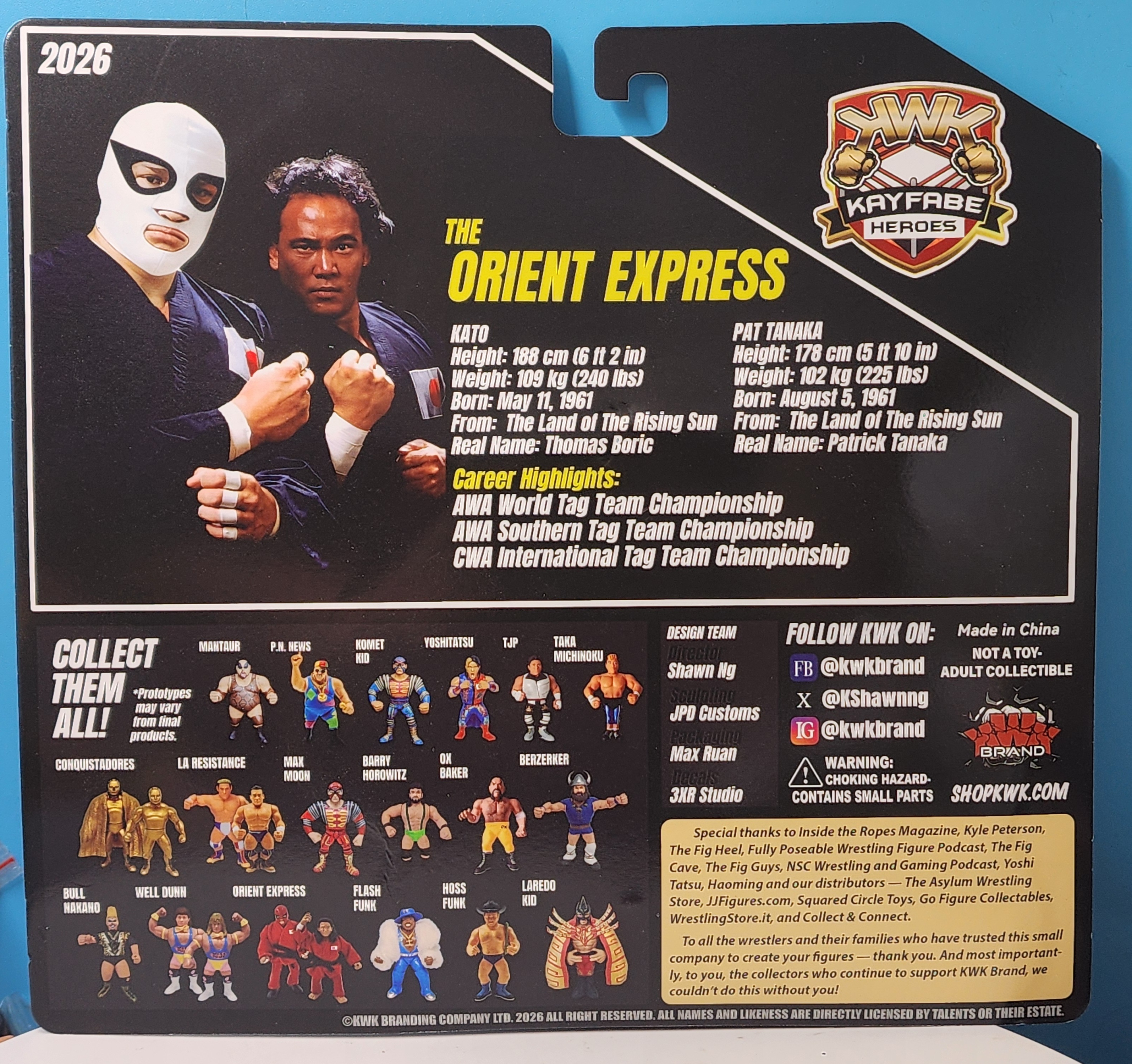 UK STOCK! KWK Kayfabe Heroes Orient Express Retro Figures 1 of 200 (BLACK CARD VARIANT)