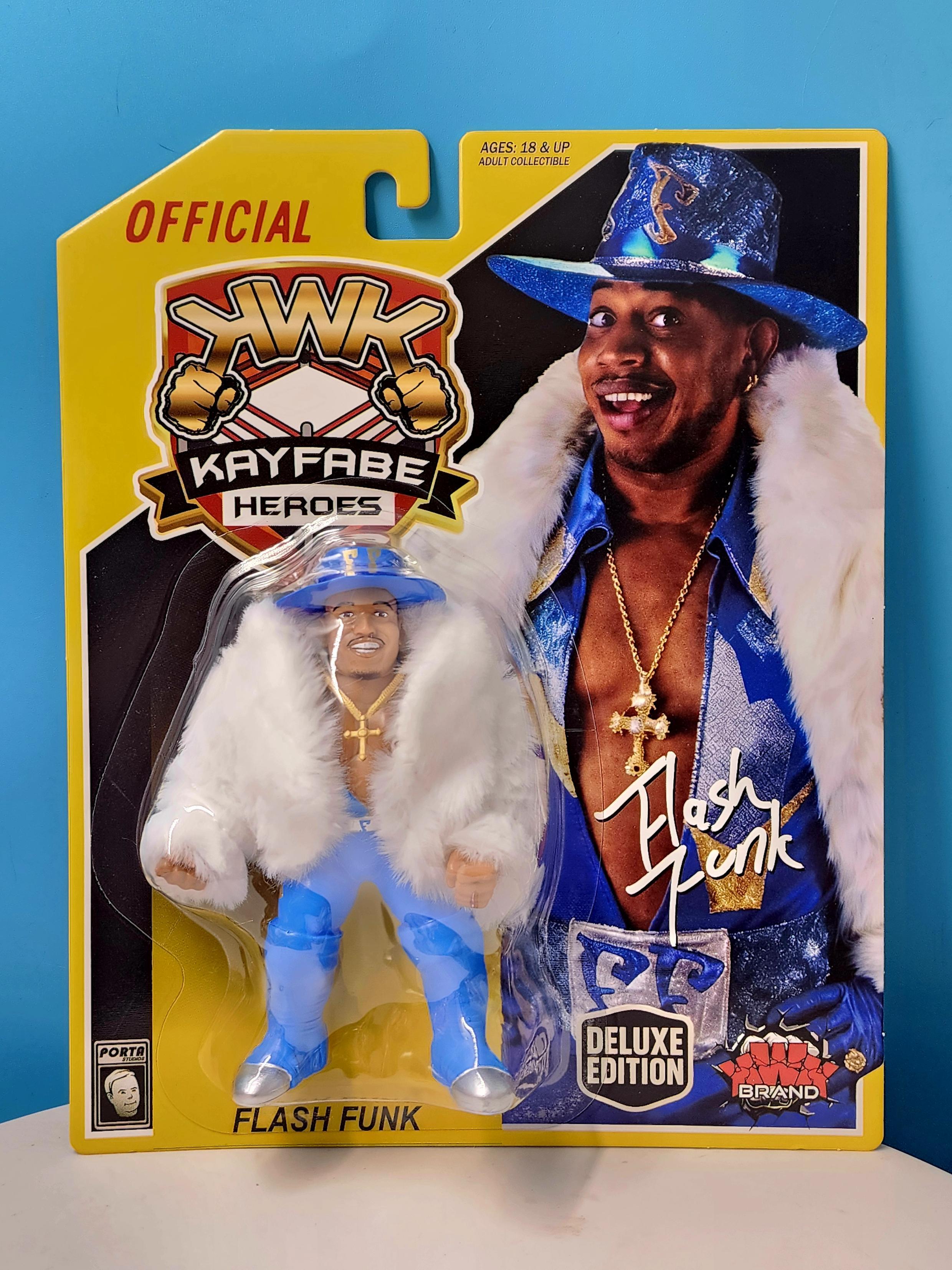 UK STOCK! KWK Kayfabe Heroes Flash Funk Retro Figures (YELLOW CARD VARIANT)
