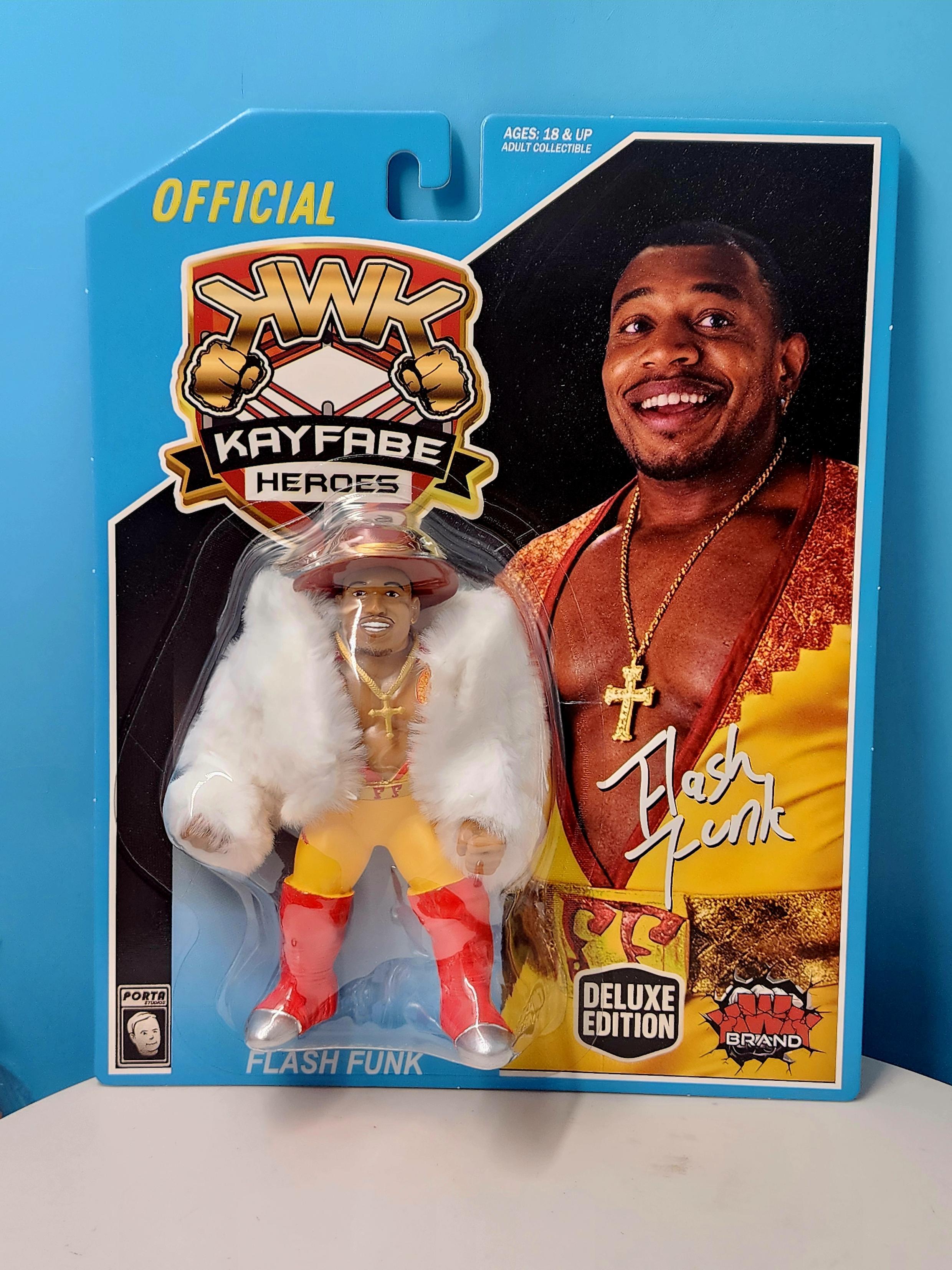 UK STOCK! KWK Kayfabe Heroes Flash Funk Retro Figures (BLUE CARD VARIANT)