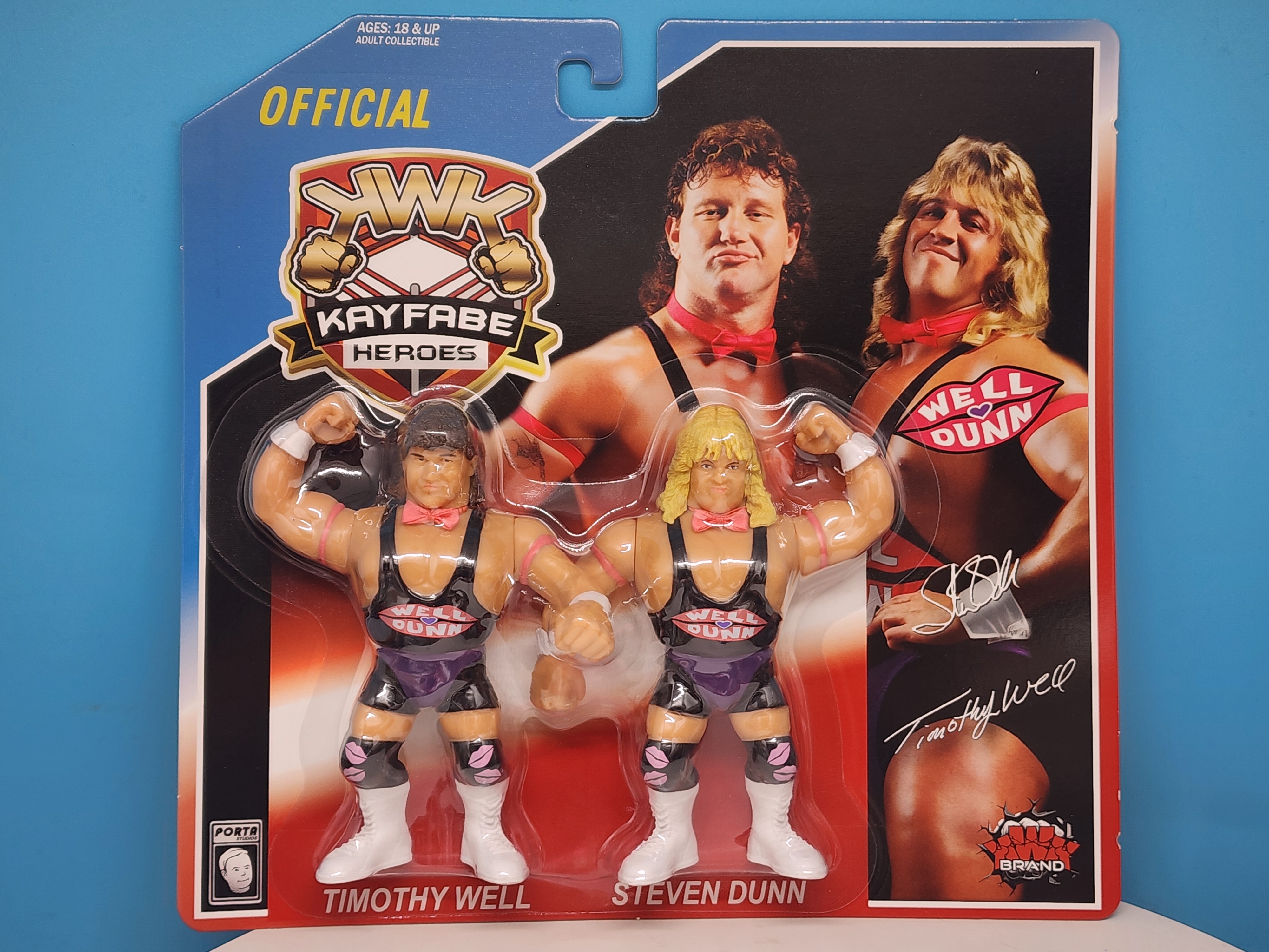 UK STOCK! KWK Kayfabe Heroes Well Dunn Retro Figures (BLUE VARIANT)