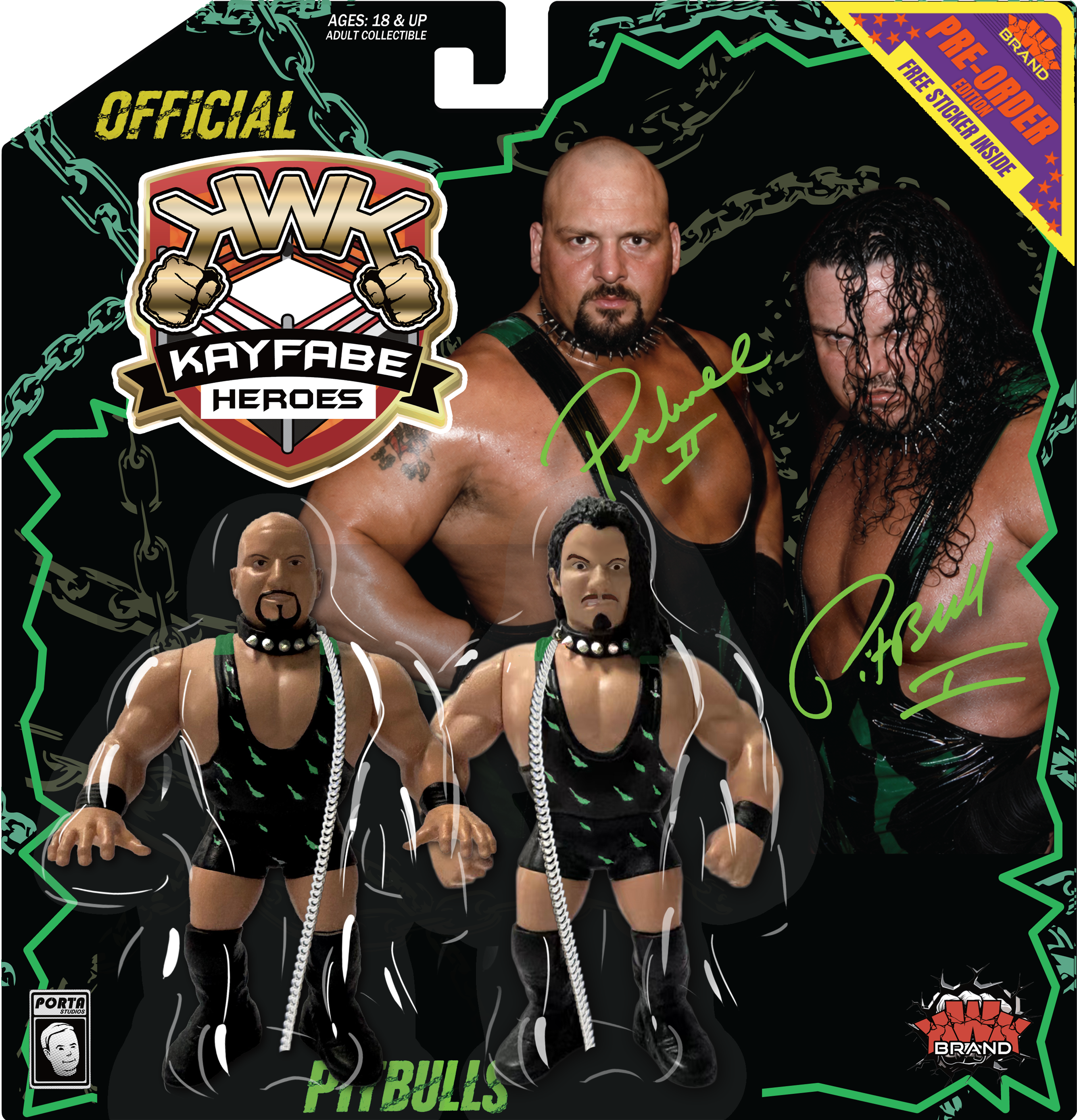 KWK Kayfabe Heroes The Pitbulls Retro Figure (CHAIN CARD VARIANT)