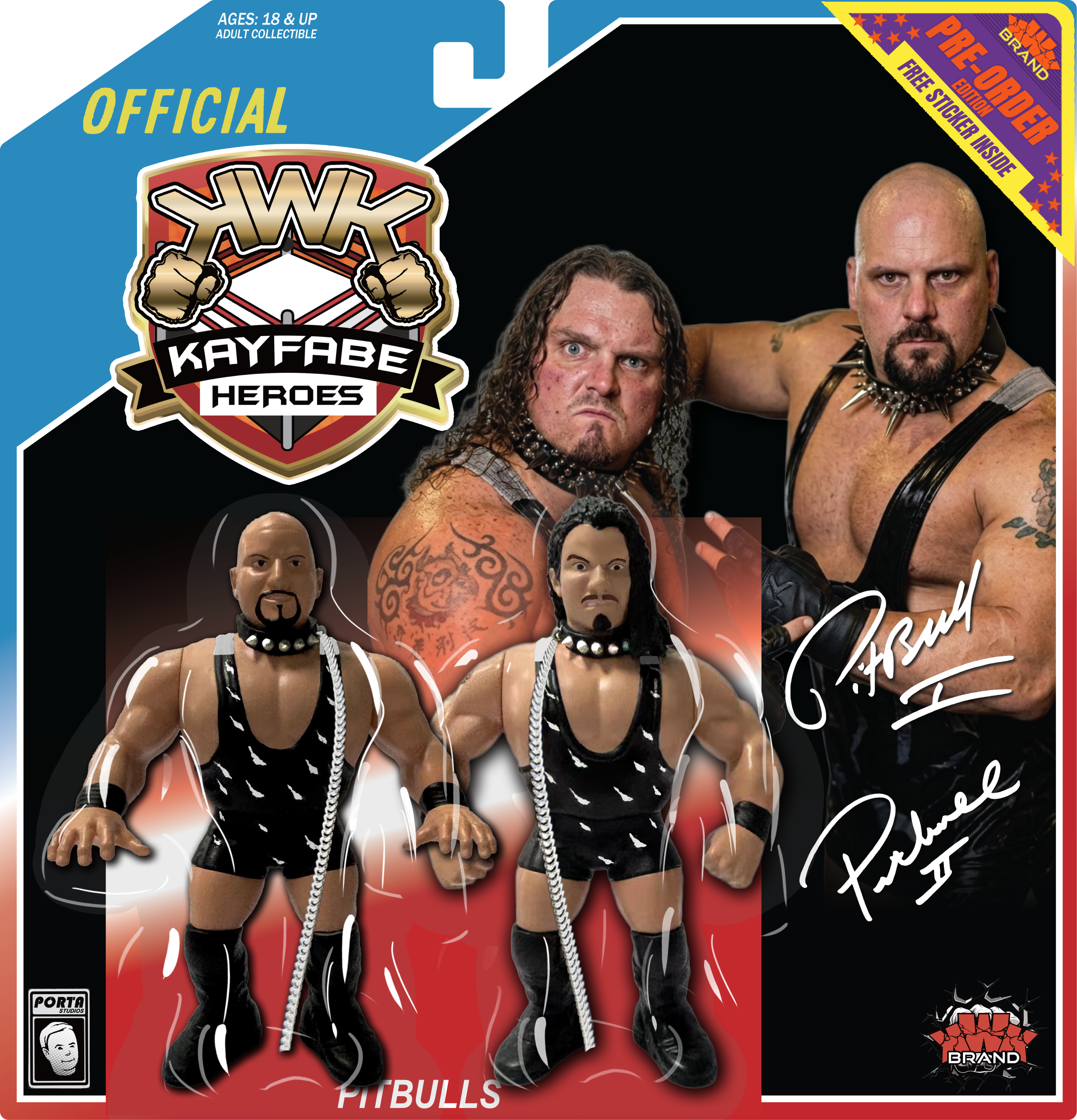 KWK Kayfabe Heroes The Pitbulls Retro Figure (BLUE CARD VARIANT)