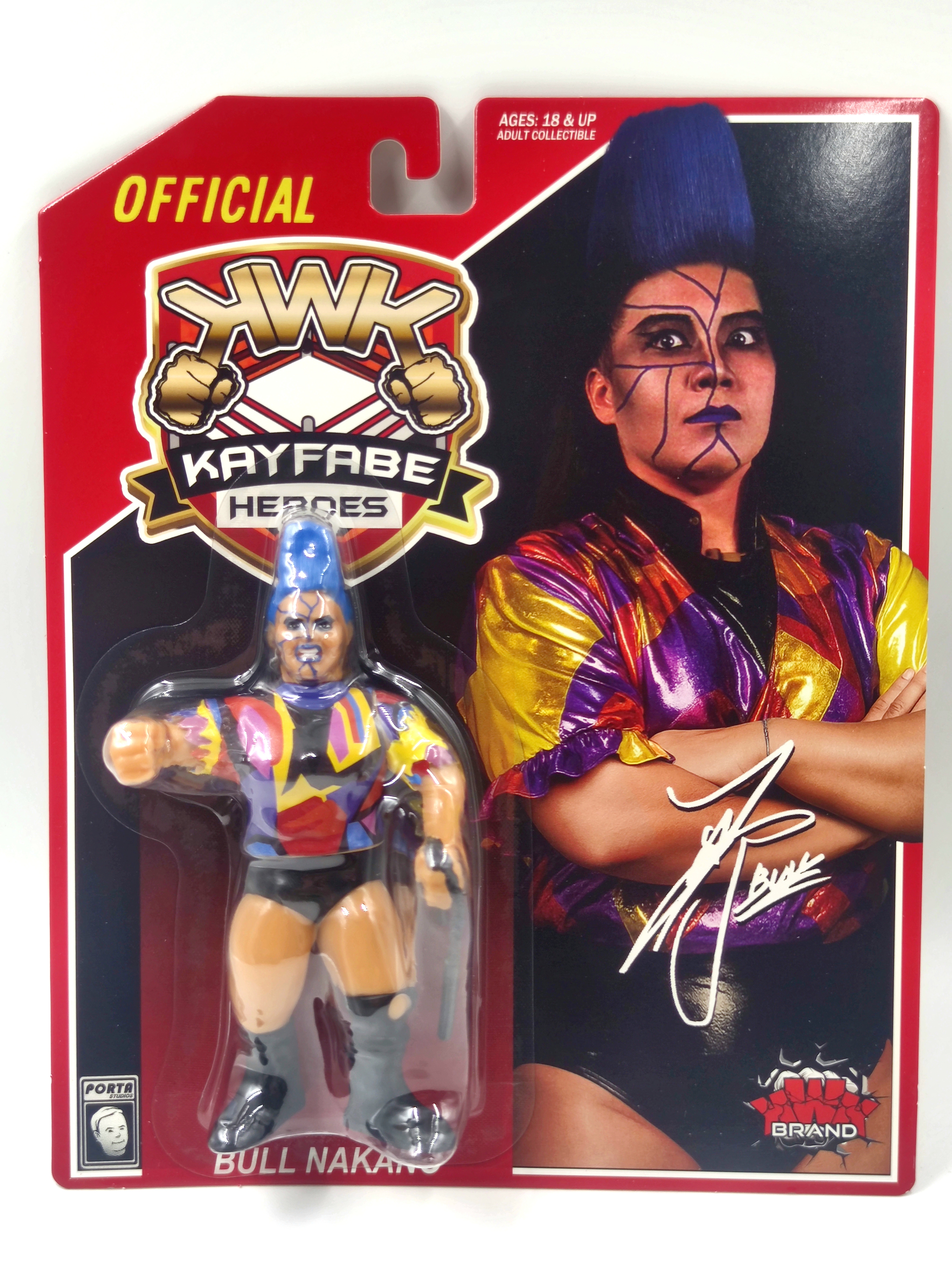 UK STOCK! KWK Kayfabe Heroes Bull Nakano Retro Figures (Red Card Variant)