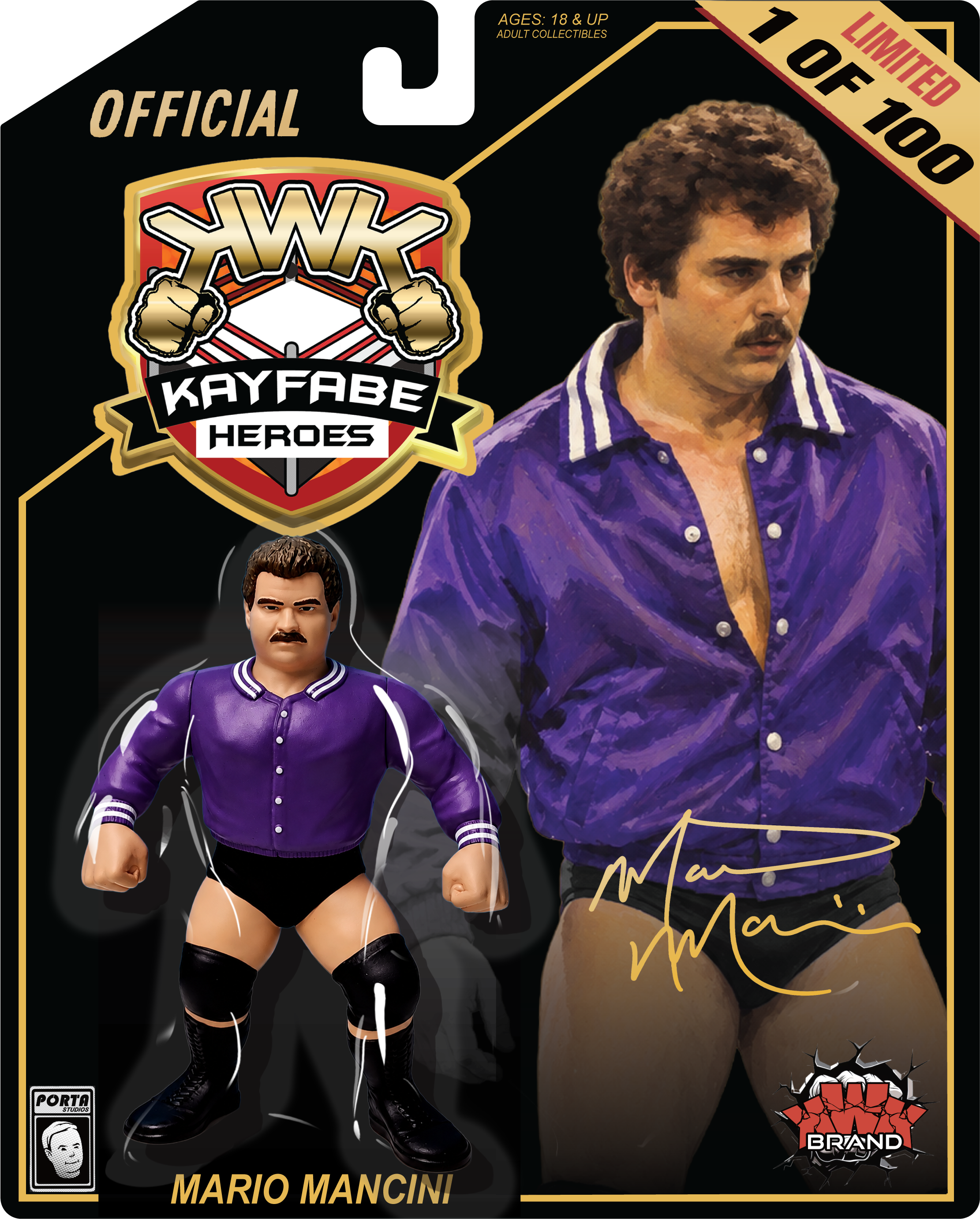 KWK KAYFABE HEROES LIMITED 100 MARIO MANCINI FIGURE 