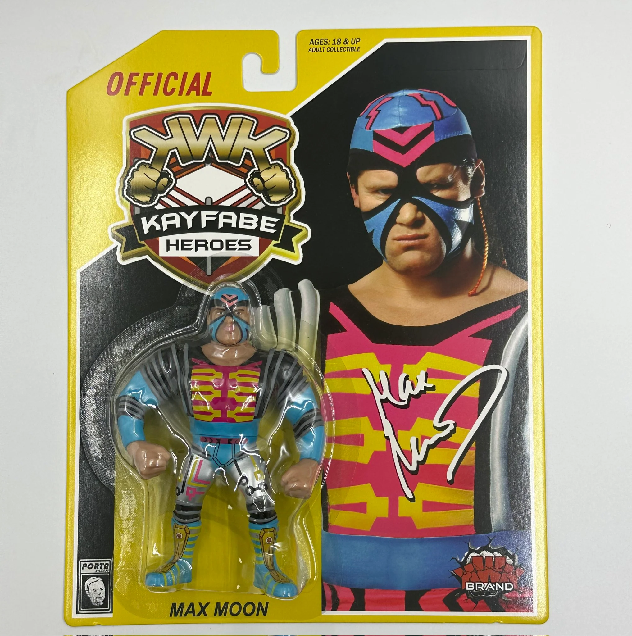 UK STOCK! KWK Kayfabe Heroes Max Moon Retro Figure (Yellow Card)