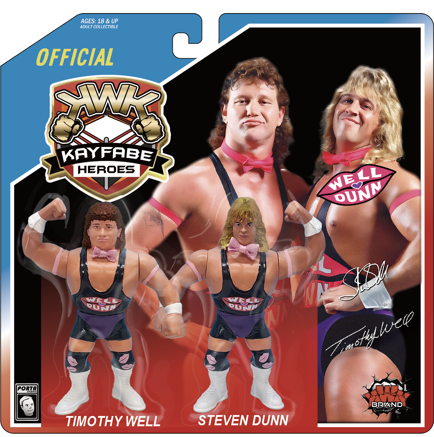 KWK Kayfabe Heroes Well Dunn Retro Figures (BLUE VARIANT)