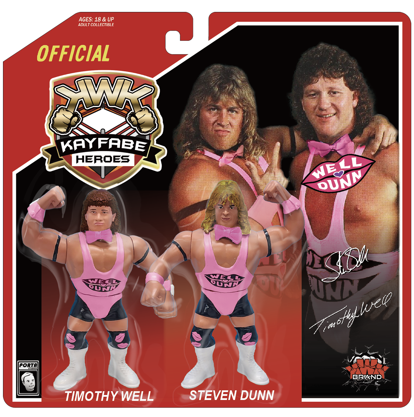 KWK Kayfabe Heroes Well Dunn Retro Figures (RED VARIANT)