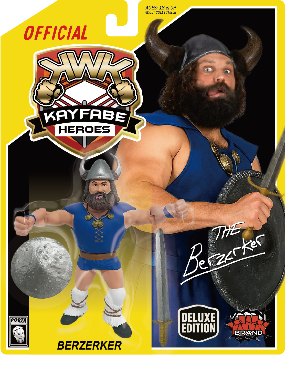 KWK Kayfabe Heroes Berzerker Retro Figures (Yellow Card Variant)