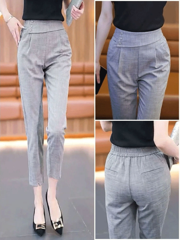 高腰顯瘦休閒九分哈倫褲女