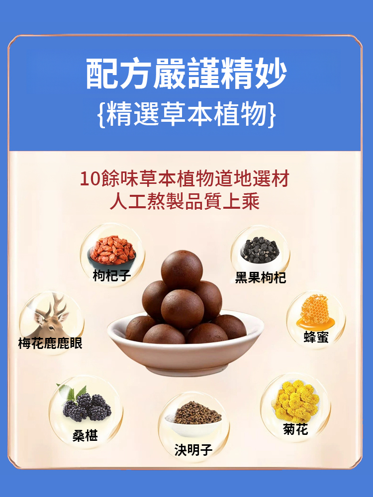 明目護眼中藥草本杞菊鹿眼丸,富含多種天然草本,每天2片,雙眼明亮水潤,眼睛一天比一天亮