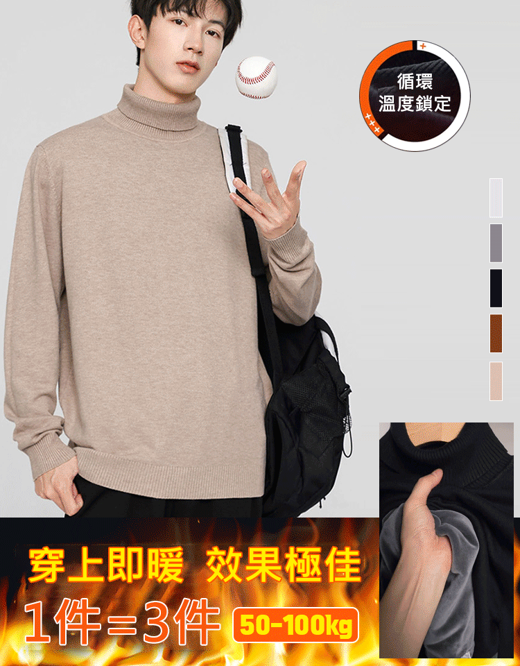 男款加絨加厚針織衫