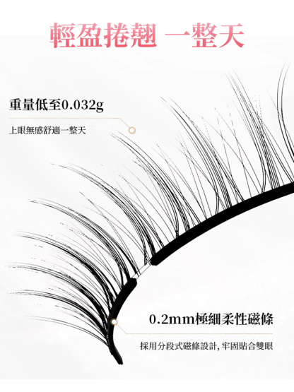 【3秒上眼】磁吸免膠假睫毛，無神小眼秒變精緻大眼，戴上年輕十歲，防油防汗防暈妝，輕盈舒適無負擔