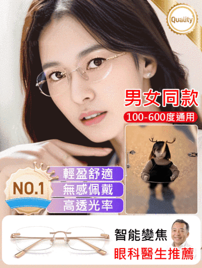 Eterlens光感變色變焦無框老花眼鏡【男女同款】
