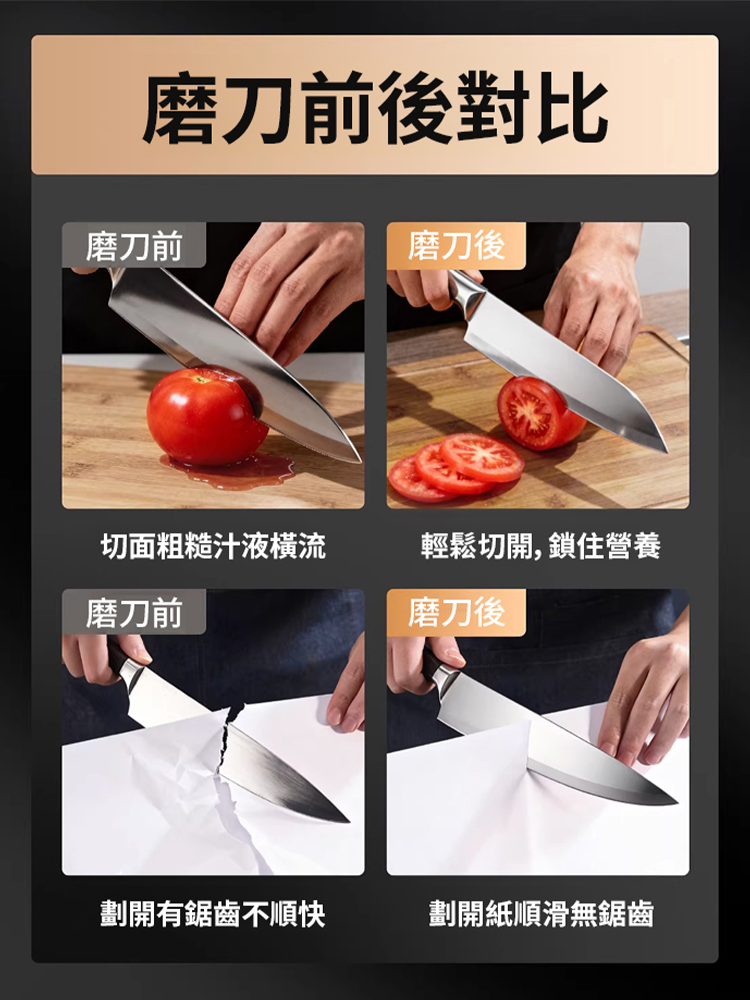 全自動無線電動磨刀器，3秒刀刃鋒利，適合各種刀具。