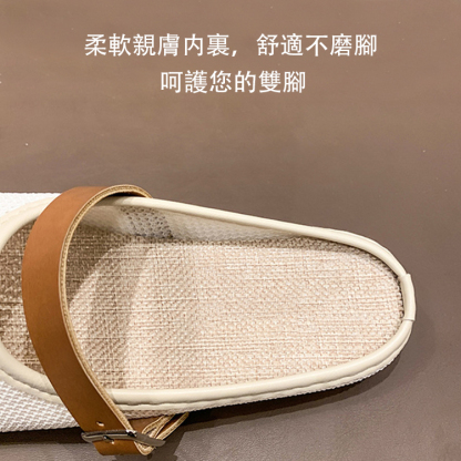 透氣網麵麵包半託涼鞋