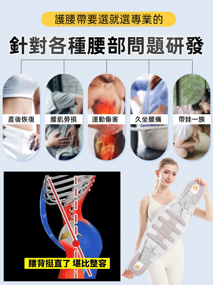 仿生板支撐護腰固定帶