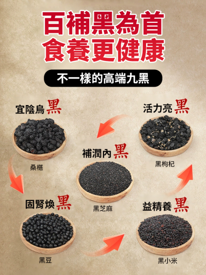 【百歲老人常喝】九黑九養粉，早晨一杯，以黑養黑，10大原生營養，年輕20歲