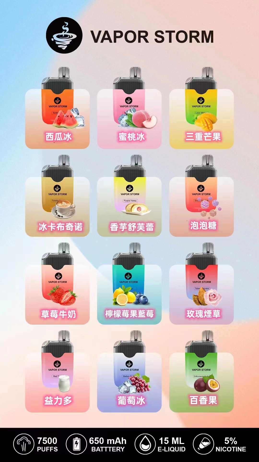 🔥風暴拋棄式電子煙🔥一次性7500口超大容量電子煙 | 台灣現貨秒發原裝正品 711 全家 貨到付款