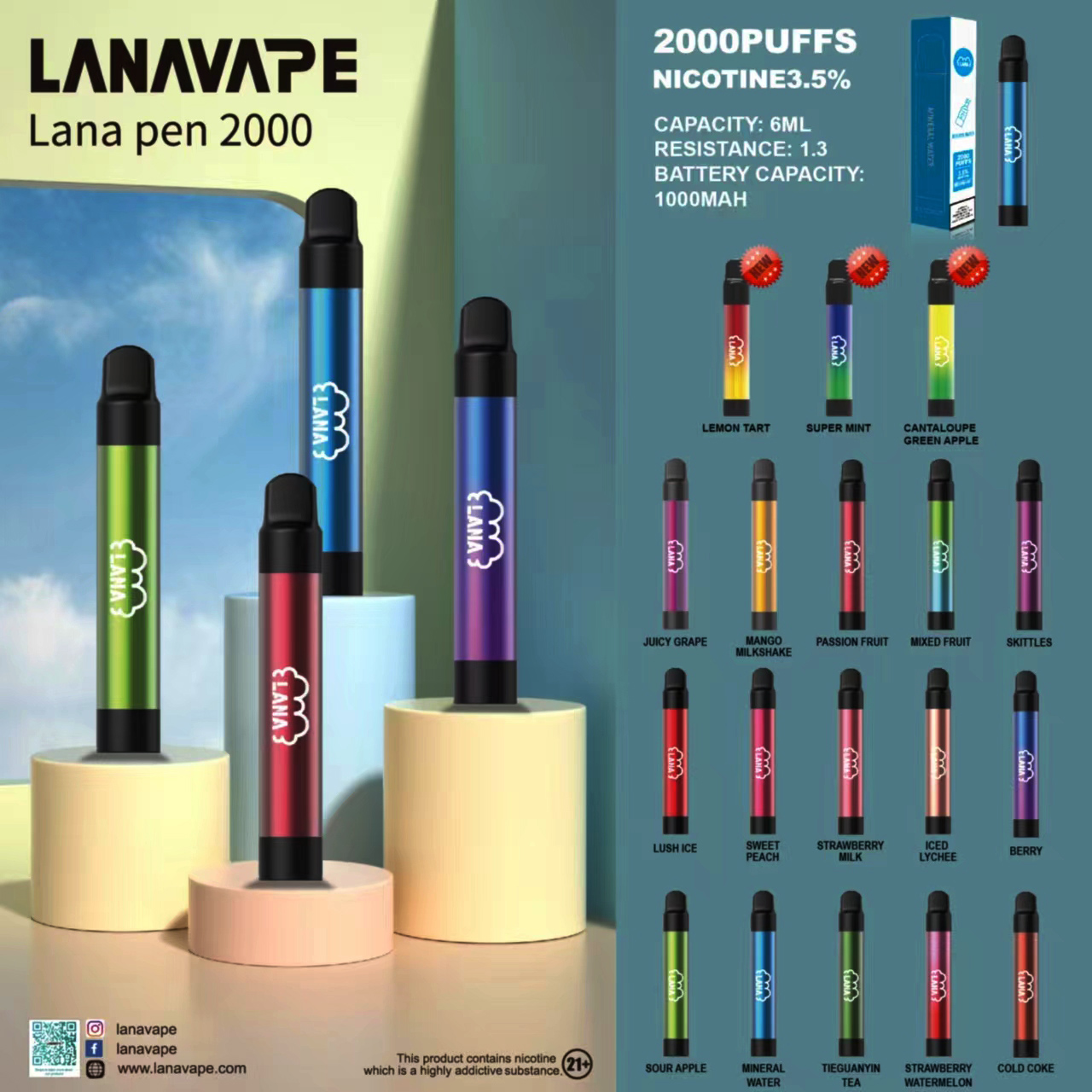 🔥LANA抛棄式2000口🔥迷你版 LANA PEN🔞一次性電子煙 / 攜帶方便 / 抛棄式電子煙 / 台灣現貨貨到付款