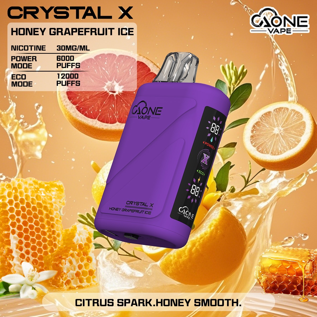 【AONE VAPE Crystal 12000口 拋棄式電子煙】AONE 水晶二代進口一次性電子煙 雙芯雙模式輸出超大電量 | 高續航  高質感 | 賭場酒吧夜店神器