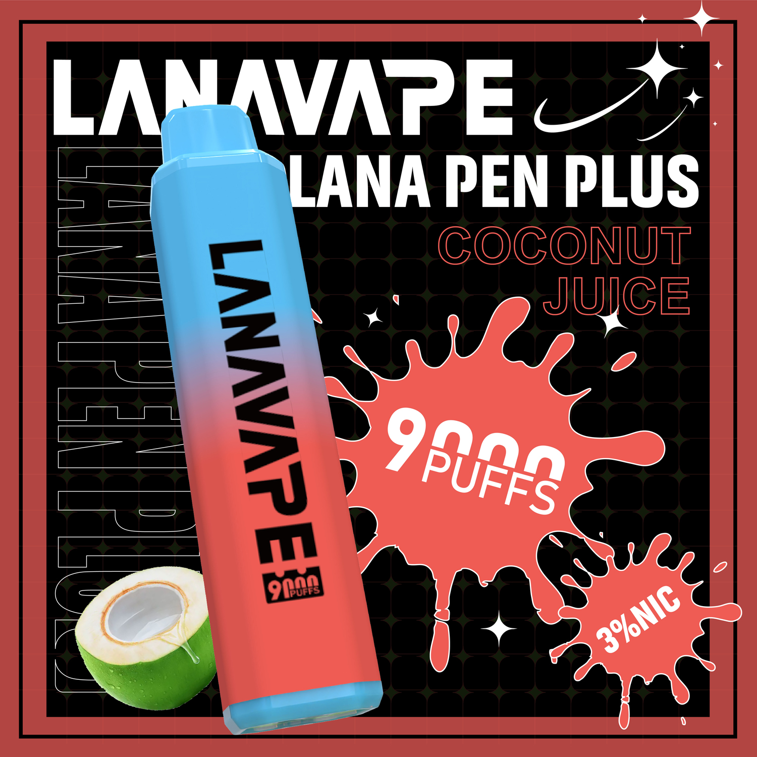 【LANA 9000口 拋棄式電子煙】LANA PEN PLUS一次性 15ML大容量 |  長效續航、便攜防漏、濃郁口感、極速充電、變色LED燈設計