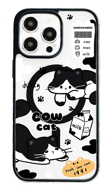 Cute Cartoon Cat Phone Case with Milk Elements - A Must - Have Accessory! 10002-02