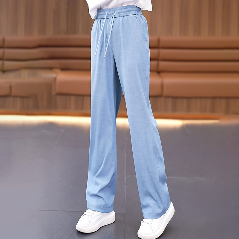夏用ゆったりドレープテンセルデニムワイドパンツ