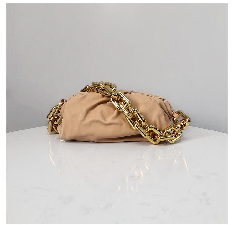 Bottega Veneta Clutch with Chain in Almond