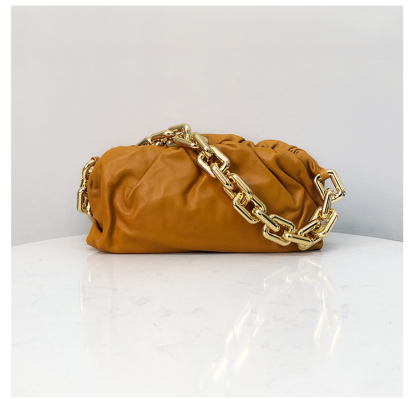 Bottega Veneta Large Clutch with Chain in Ginger