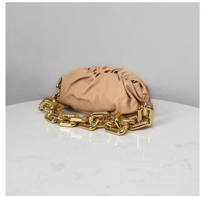 Bottega Veneta Clutch with Chain in Almond