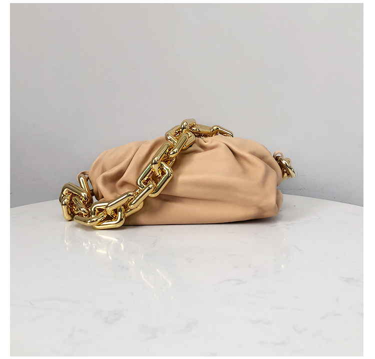 Bottega Veneta Clutch with Chain in Almond