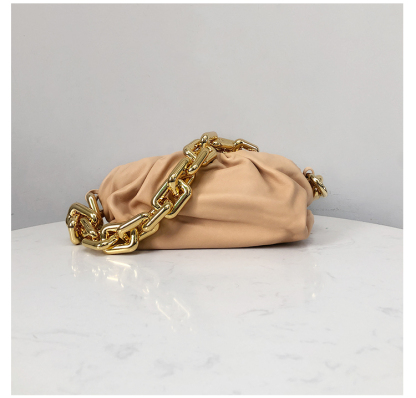 Bottega Veneta Clutch with Chain in Almond
