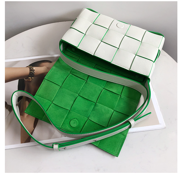 Bottega Veneta Crossbody Box Pouch in White and Parrot Green