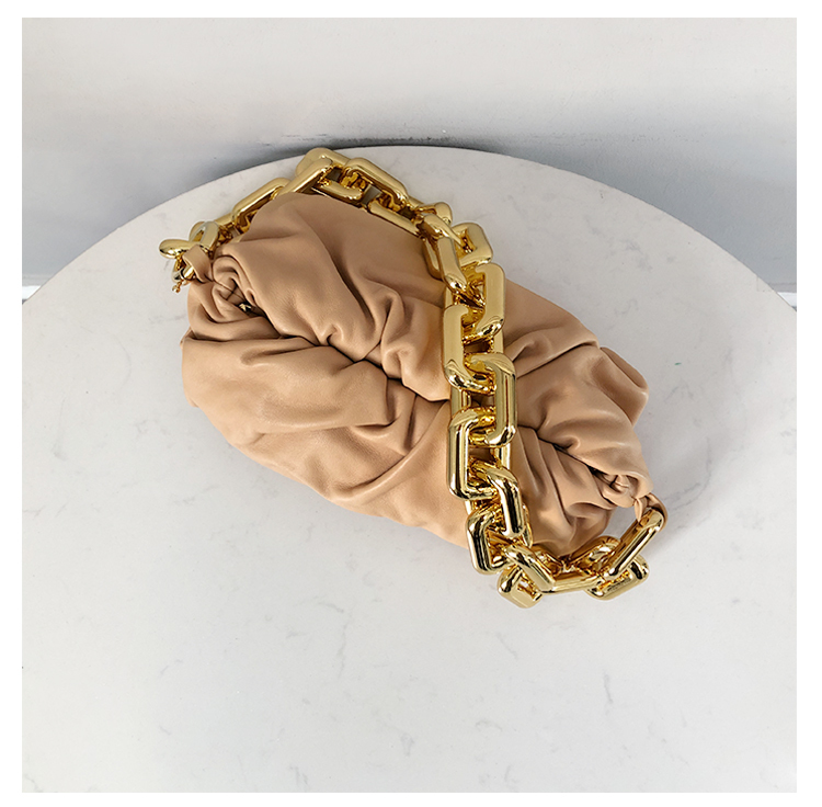 Bottega Veneta Clutch with Chain in Almond