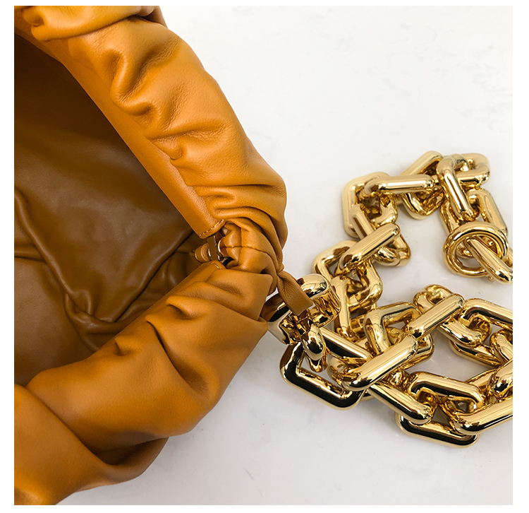 Bottega Veneta Large Clutch with Chain in Ginger