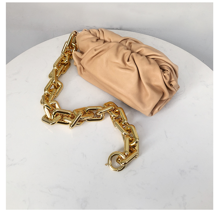 Bottega Veneta Clutch with Chain in Almond