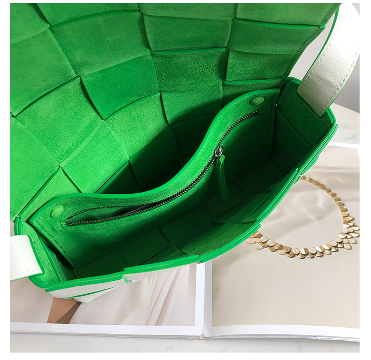 Bottega Veneta Crossbody Box Pouch in White and Parrot Green