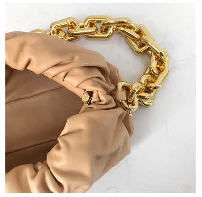 Bottega Veneta Clutch with Chain in Almond