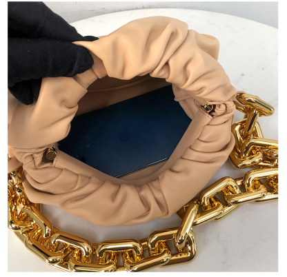 Bottega Veneta Clutch with Chain in Almond