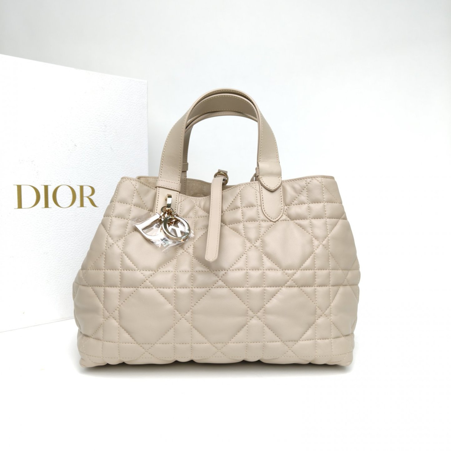*DIOR Beige Gold Hardware 2023 Toujours Handbag Shoulder Bag Medium 28.5-Hana Vintage