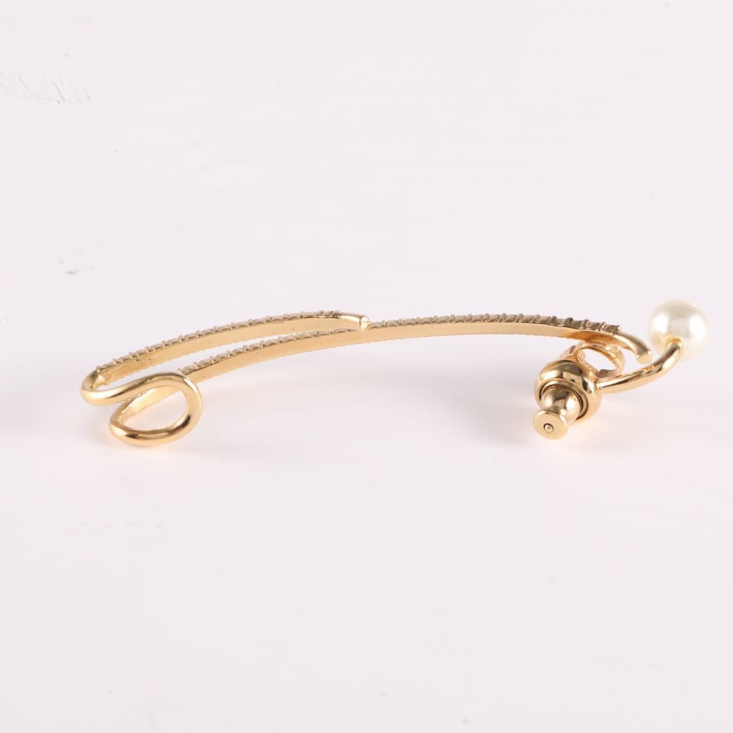 DIOR Pearl Rhinestone Single Ear Ear Hook Diamond Stud Earring Alloy-Hana Vintage