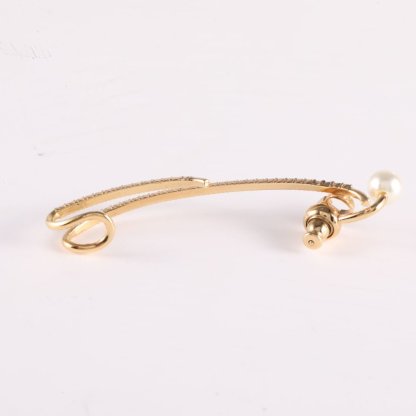 DIOR Pearl Rhinestone Single Ear Ear Hook Diamond Stud Earring Alloy-Hana Vintage