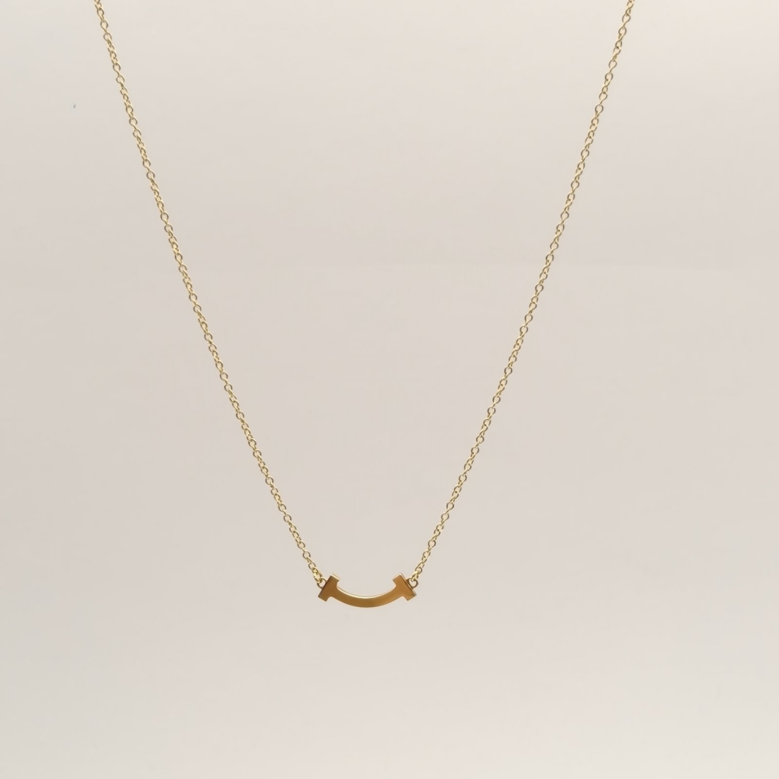 TIFFANY&CO Tiffany T Smile Necklace mini Pavé Diamonds 18K Gold,Diamond-Hana Vintage