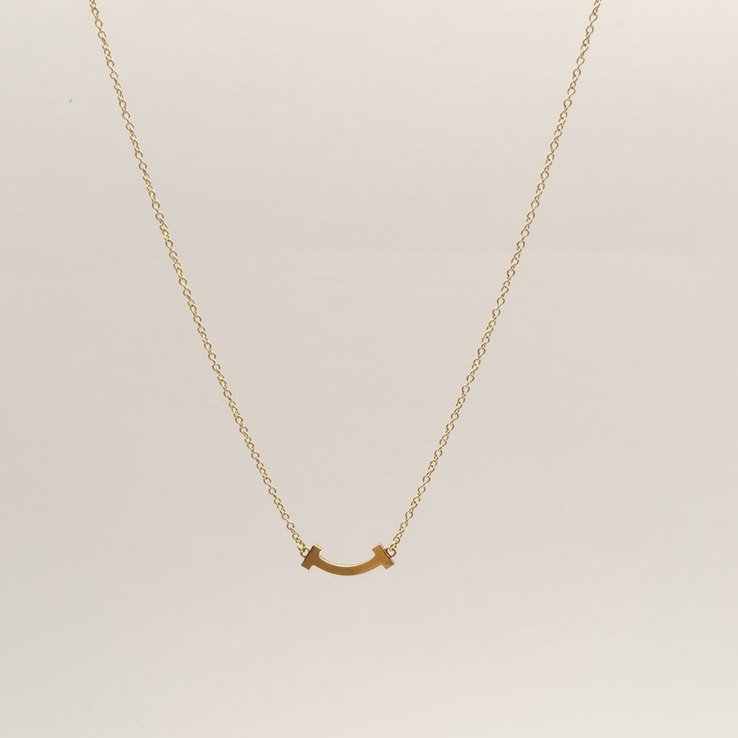 TIFFANY&CO Tiffany T Smile Necklace mini Pavé Diamonds 18K Gold,Diamond-Hana Vintage