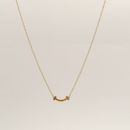 TIFFANY&CO Tiffany T Smile Necklace mini Pavé Diamonds 18K Gold,Diamond-Hana Vintage